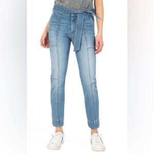 Kut from the Kloth Reese Tie Waist Ankle Straight Leg Jeans Sz 16 Stretchy Blue
